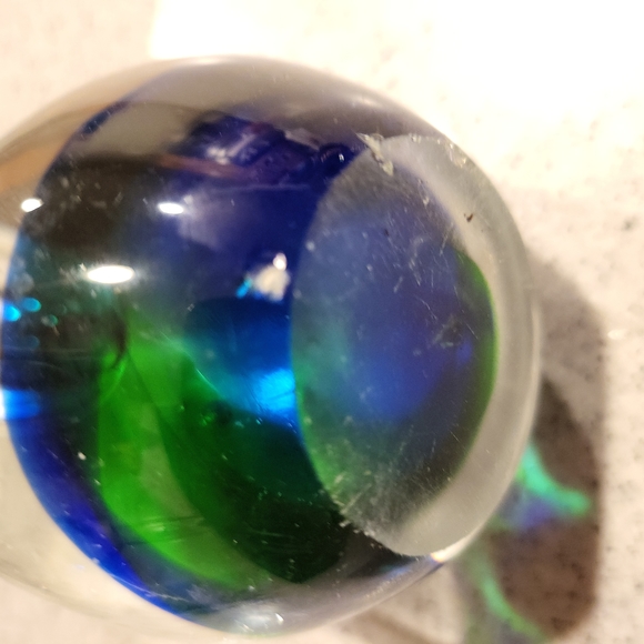 Distressed Vintage Murano Sumerso Glass Paperweight 5.25" - Picture 6 of 8